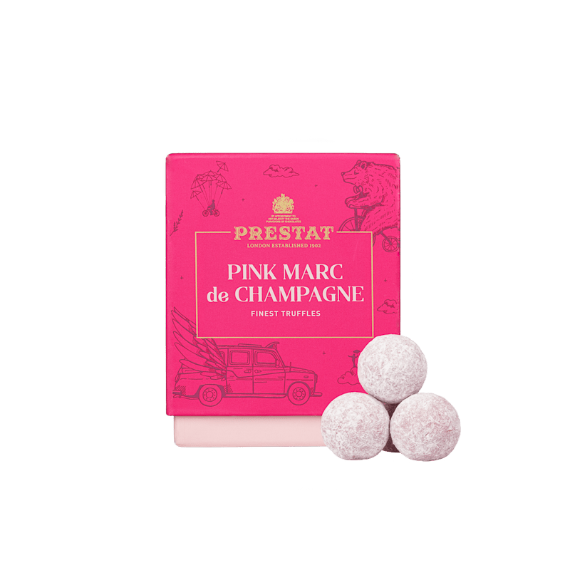 pink marc de champagne truffles